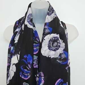 NWT J.Crew Black and Blue Floral Wrap/Scarf